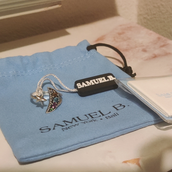 Samuel B.Silver 0.52 ct. tw. Gemstone Moon & Star Ring - Picture 2 of 7